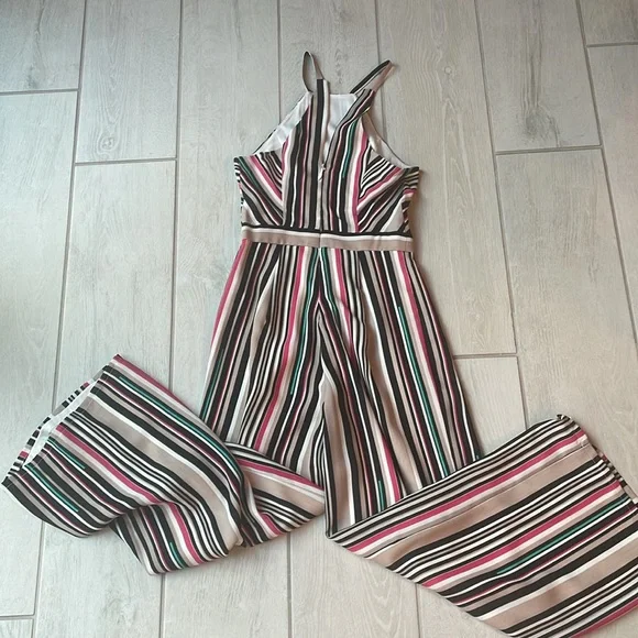 bebe One Piece Sleeveless Jumpsuit in Multi Strip Colors Size 4 - Picture 6 of 10